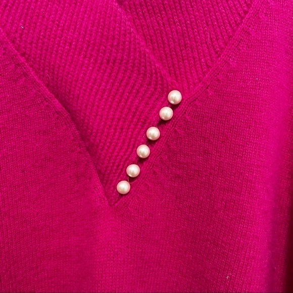 Vintage Yarn Works Lambswool and Rabbit Hair blend Barbie Pink Sweater S - Picture 5 of 14